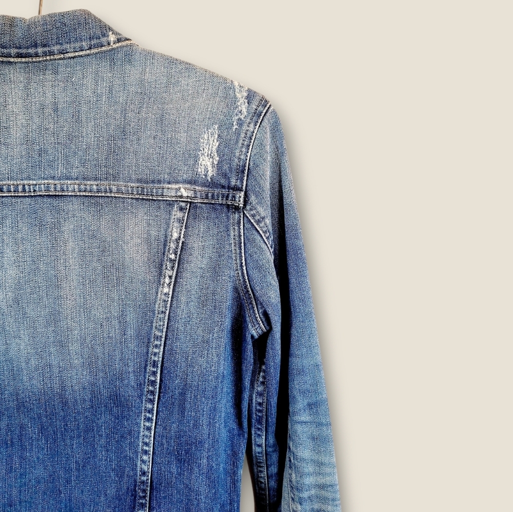 AG Adriano Goldschmied Distressed Denim Jean Jacket Medium - Picture 7 of 14